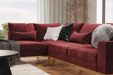 Copenhagen 4-sits Vänstervänd L-formad Divansoffa i Sammet - Lila - Products - Möbler - Soffa - Divansoffa & schäslongsoffa - 4 sits soffa med divan