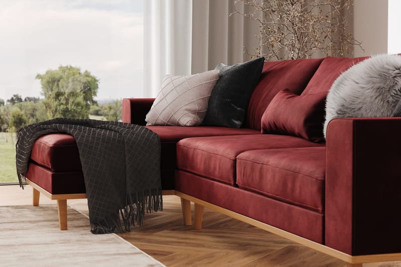 Copenhagen 4-sits Vänstervänd L-formad Divansoffa i Sammet - Lila - Products - Möbler - Soffa - Divansoffa & schäslongsoffa - 4 sits soffa med divan