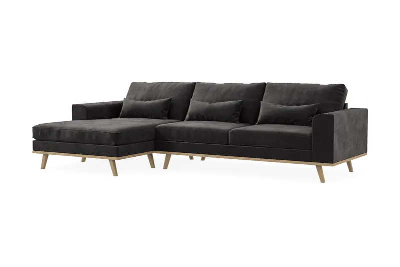 Copenhagen 4-sits Vänstervänd L-formad Divansoffa i Sammet - Mörkgrå - Products - Möbler - Soffa - Divansoffa & schäslongsoffa - 4 sits soffa med divan