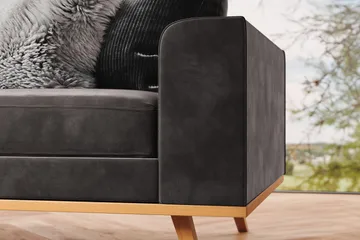 Copenhagen 4-sits Vänstervänd L-formad Divansoffa i Sammet - Mörkgrå - Products - Möbler - Soffa - Divansoffa & schäslongsoffa - 4 sits soffa med divan