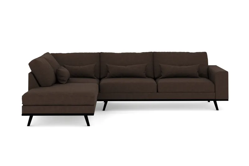 Copenhagen 4-sits Vänstervänd L-formad Divansoffa i Tyg - Brun - Products - Möbler - Soffa - Divansoffa & schäslongsoffa - 4 sits soffa med divan