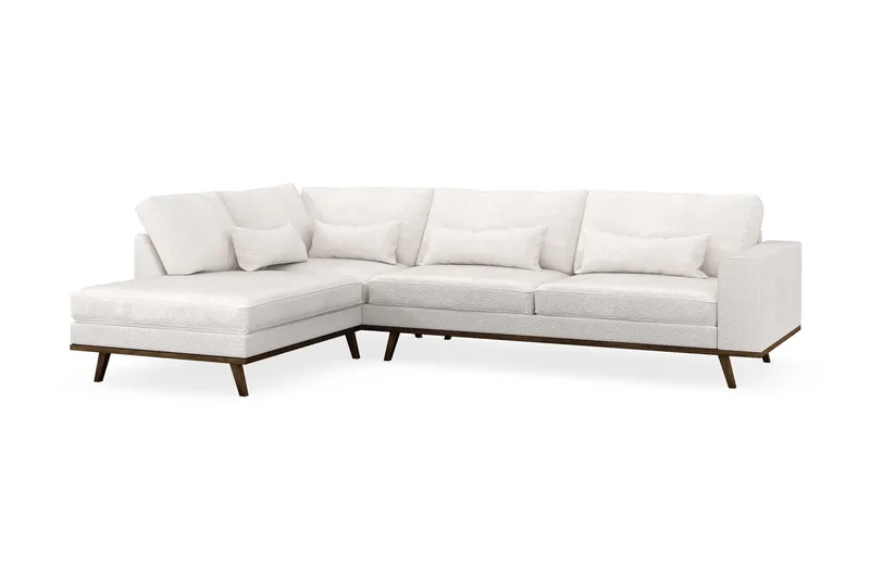 Copenhagen 4-sits Vänstervänd L-formad Schäslongsoffa i Bouclé - Vit - Products - Möbler - Soffa - Divansoffa & schäslongsoffa - 4 sits soffa med divan