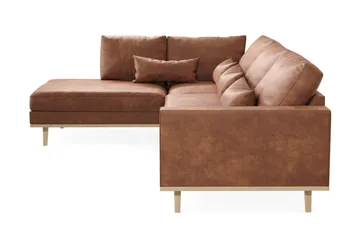 Copenhagen 4-sits Vänstervänd L-formad Schäslongsoffa i Konstläder - Brun - Products - Möbler - Soffa - Divansoffa & schäslongsoffa - 4 sits soffa med divan