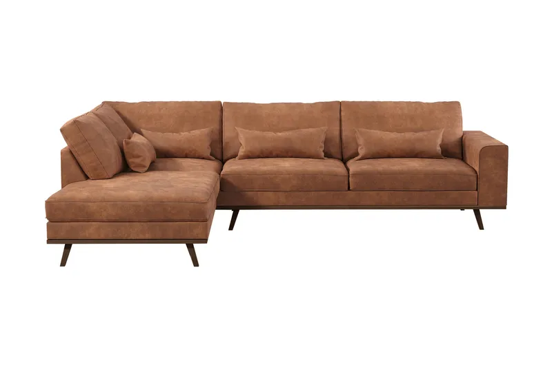 Copenhagen 4-sits Vänstervänd L-formad Schäslongsoffa i Konstläder - Brun - Products - Möbler - Soffa - Divansoffa & schäslongsoffa - 4 sits soffa med divan