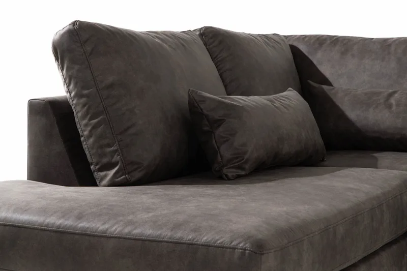 Copenhagen 4-sits Vänstervänd L-formad Schäslongsoffa i Konstläder - Mörkgrå - Products - Möbler - Soffa - Divansoffa & schäslongsoffa - 4 sits soffa med divan