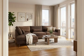 Copenhagen 4-sits Vänstervänd L-formad Schäslongsoffa i Manchester - Mörkbrun - Products - Möbler - Soffa - Divansoffa & schäslongsoffa - 4 sits soffa med divan