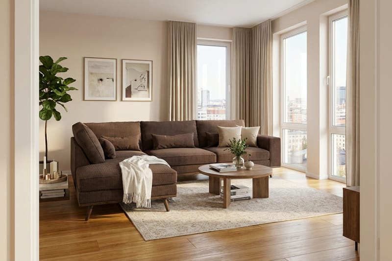 Copenhagen 4-sits Vänstervänd L-formad Schäslongsoffa i Manchester - Mörkbrun - Products - Möbler - Soffa - Divansoffa & schäslongsoffa - 4 sits soffa med divan