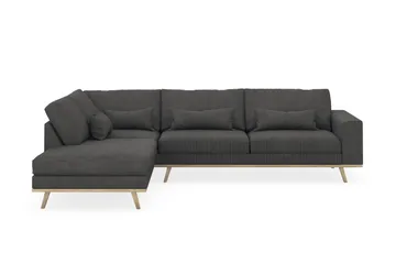 Copenhagen 4-sits Vänstervänd L-formad Schäslongsoffa i Manchester - Mörkgrå - Products - Möbler - Soffa - Divansoffa & schäslongsoffa - 4 sits soffa med divan