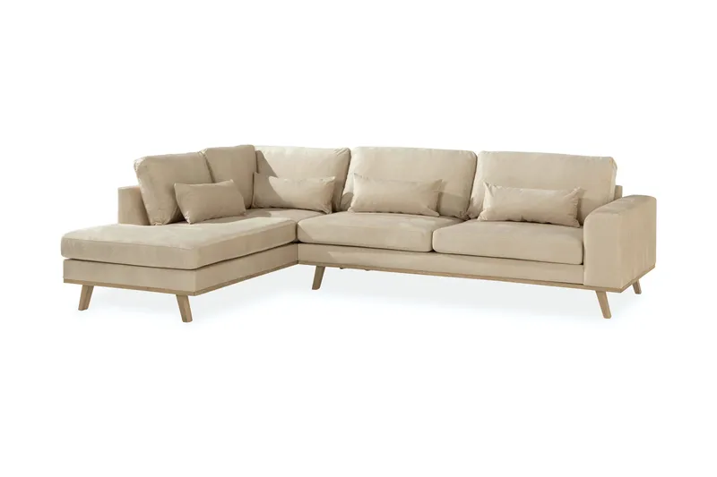 Copenhagen 4-sits Vänstervänd L-formad Schäslongsoffa i Sammet - Beige - Products - Möbler - Soffa - Divansoffa & schäslongsoffa - 4 sits soffa med divan