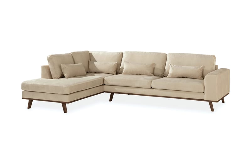 Copenhagen 4-sits Vänstervänd L-formad Schäslongsoffa i Sammet - Beige - Products - Möbler - Soffa - Divansoffa & schäslongsoffa - 4 sits soffa med divan