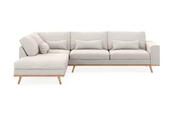 Copenhagen 4-sits Vänstervänd L-formad Schäslongsoffa i Sammet - Krämvit - Products - Möbler - Soffa - Divansoffa & schäslongsoffa - 4 sits soffa med divan