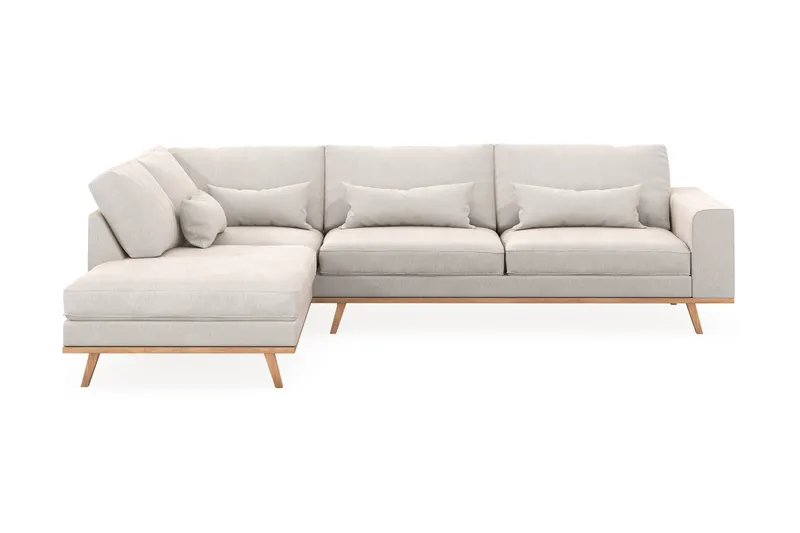 Copenhagen 4-sits Vänstervänd L-formad Schäslongsoffa i Sammet - Krämvit - Products - Möbler - Soffa - Divansoffa & schäslongsoffa - 4 sits soffa med divan