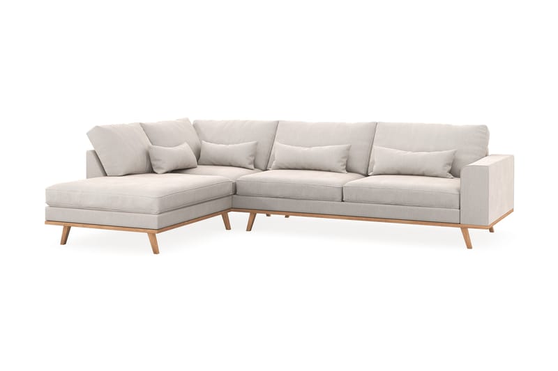 Copenhagen 4-sits Vänstervänd L-formad Schäslongsoffa i Sammet - Krämvit - Products - Möbler - Soffa - Divansoffa & schäslongsoffa - 4 sits soffa med divan