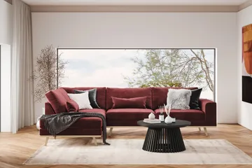 Copenhagen 4-sits Vänstervänd L-formad Schäslongsoffa i Sammet - Lila - Products - Möbler - Soffa - Divansoffa & schäslongsoffa - 4 sits soffa med divan