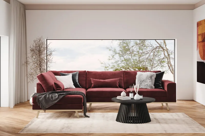 Copenhagen 4-sits Vänstervänd L-formad Schäslongsoffa i Sammet - Lila - Products - Möbler - Soffa - Divansoffa & schäslongsoffa - 4 sits soffa med divan
