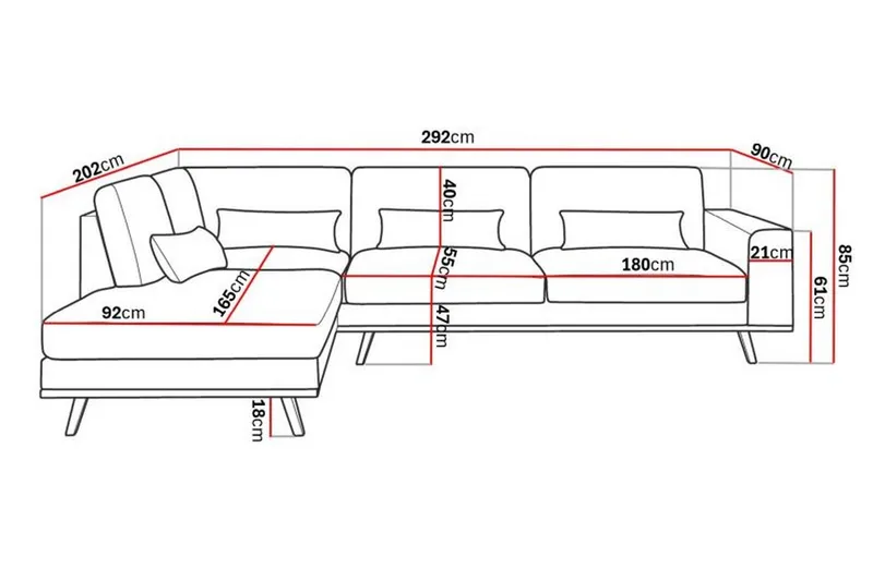 Copenhagen 4-sits Vänstervänd L-formad Schäslongsoffa i Sammet - Mörkgrå - Products - Möbler - Soffa - Divansoffa & schäslongsoffa - 4 sits soffa med divan