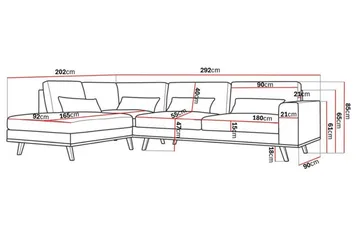 Copenhagen 4-sits Vänstervänd L-formad Schäslongsoffa i Sammet - Mörkgrå - Products - Möbler - Soffa - Divansoffa & schäslongsoffa - 4 sits soffa med divan