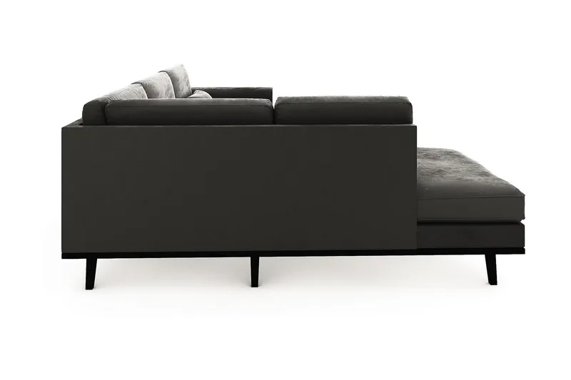 Copenhagen 4-sits Vänstervänd L-formad Schäslongsoffa i Sammet - Mörkgrå - Products - Möbler - Soffa - Divansoffa & schäslongsoffa - 4 sits soffa med divan