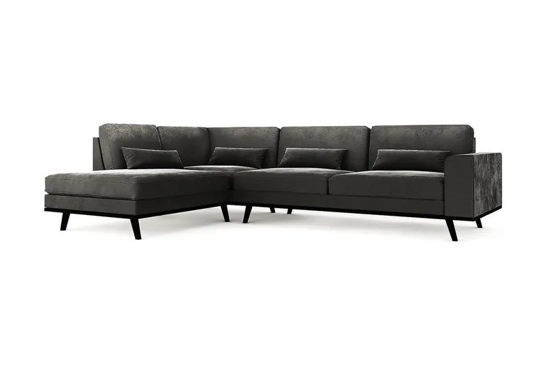 Copenhagen 4-sits Vänstervänd L-formad Schäslongsoffa i Sammet - Mörkgrå - Products - Möbler - Soffa - Divansoffa & schäslongsoffa - 4 sits soffa med divan