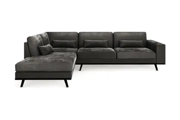 Copenhagen 4-sits Vänstervänd L-formad Schäslongsoffa i Sammet - Mörkgrå - Products - Möbler - Soffa - Divansoffa & schäslongsoffa - 4 sits soffa med divan