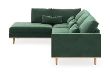 Copenhagen 4-sits Vänstervänd L-formad Schäslongsoffa i Sammet - Mörkgrön - Products - Möbler - Soffa - Divansoffa & schäslongsoffa - 4 sits soffa med divan