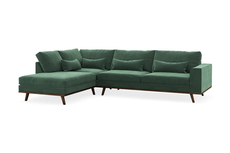Copenhagen 4-sits Vänstervänd L-formad Schäslongsoffa i Sammet - Mörkgrön - Products - Möbler - Soffa - Divansoffa & schäslongsoffa - 4 sits soffa med divan