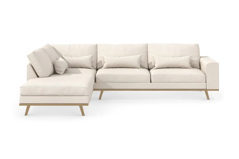 Copenhagen 4-sits Vänstervänd L-formad Schäslongsoffa i Tyg, Beige