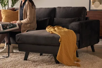 Copenhagen Compact 3-sits Vändbar L-formad Divansoffa i Sammet - Mörkgrå - Products - Möbler - Soffa - Divansoffa & schäslongsoffa - 3 sits soffa med divan