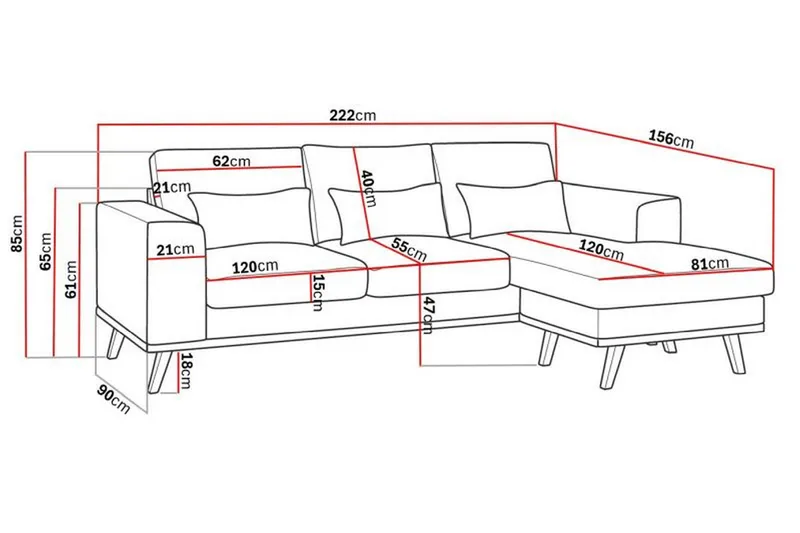 Copenhagen Compact 3-sits Vändbar L-formad Divansoffa i Sammet - Mörkgrå - Products - Möbler - Soffa - Divansoffa & schäslongsoffa - 3 sits soffa med divan