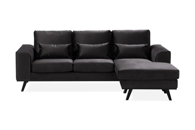 Copenhagen Compact 3-sits Vändbar L-formad Divansoffa i Sammet - Mörkgrå - Products - Möbler - Soffa - Divansoffa & schäslongsoffa - 3 sits soffa med divan