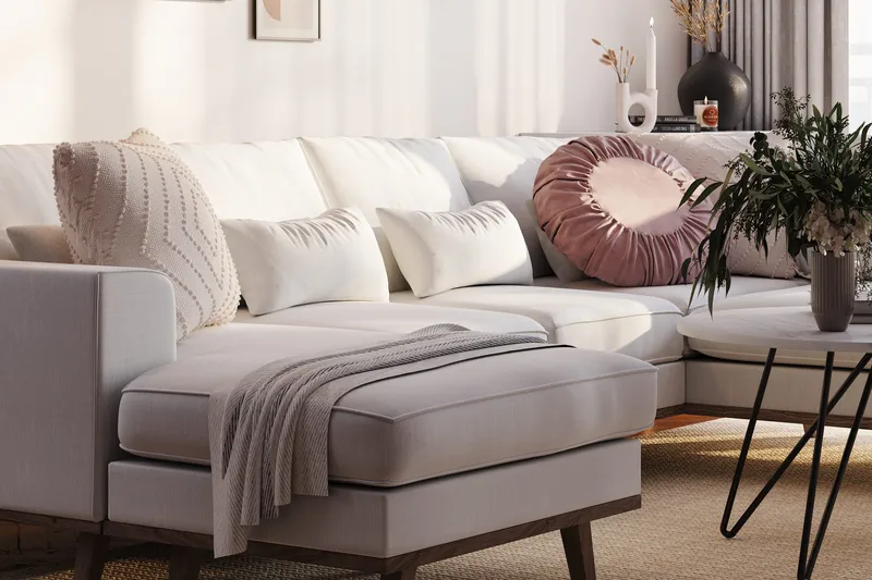 Copenhagen Compact 4-sits Högervänd U-formad Large Soffa med Divan och Schäslong i Tyg - Ljusgrå - Products - Möbler - Soffa - Divansoffa & schäslongsoffa - 4 sits soffa med divan