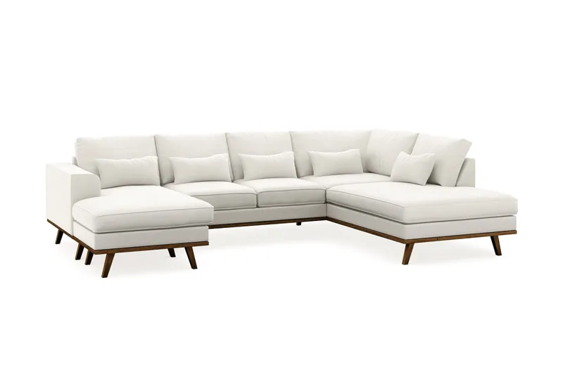 Copenhagen Compact 4-sits Högervänd U-formad Large Soffa med Divan och Schäslong i Tyg - Ljusgrå - Products - Möbler - Soffa - Divansoffa & schäslongsoffa - 4 sits soffa med divan