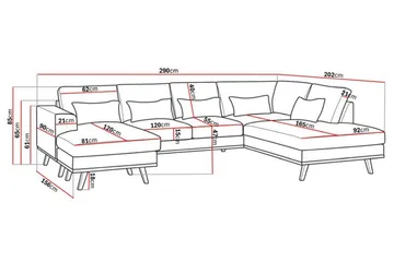 Copenhagen Compact 4-sits Högervänd U-formad Large Soffa med Divan och Schäslong i Tyg - Ljusgrå - Products - Möbler - Soffa - Divansoffa & schäslongsoffa - 4 sits soffa med divan