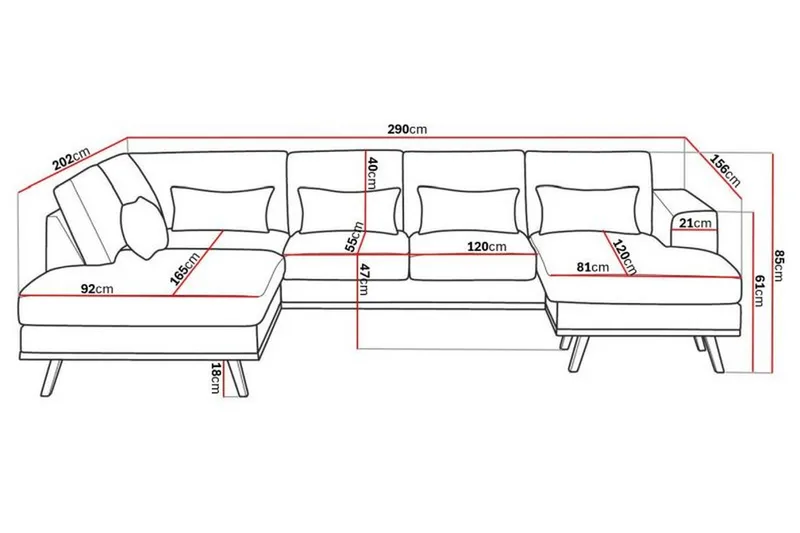 Copenhagen Compact 4-sits Vänstervänd U-formad Large Soffa med Divan och Schäslong i Sammet - Mörkgrå - Products - Möbler - Soffa - Divansoffa & schäslongsoffa - 4 sits soffa med divan
