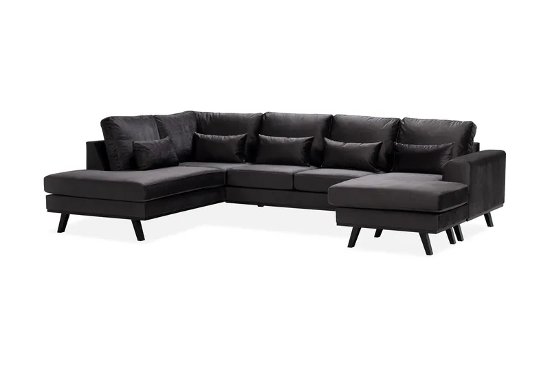 Copenhagen Compact 4-sits Vänstervänd U-formad Large Soffa med Divan och Schäslong i Sammet - Mörkgrå - Products - Möbler - Soffa - Divansoffa & schäslongsoffa - 4 sits soffa med divan