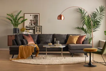Copenhagen Compact 4-sits Vänstervänd U-formad Large Soffa med Divan och Schäslong i Sammet - Mörkgrå - Products - Möbler - Soffa - Divansoffa & schäslongsoffa - 4 sits soffa med divan