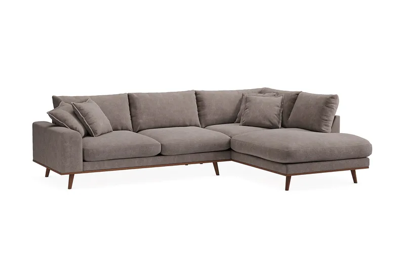 Copenhagen Premium 4-sits Högervänd L-formad Djup Schäslongsoffa i Tyg - Brun - Products - Möbler - Soffa - Divansoffa & schäslongsoffa - 4 sits soffa med divan