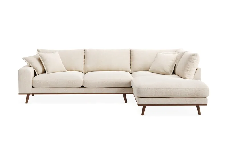 Copenhagen Premium 4-sits Högervänd L-formad Djup Schäslongsoffa i Chenille - Ljusbeige - Products - Möbler - Soffa - Divansoffa & schäslongsoffa - 4 sits soffa med divan