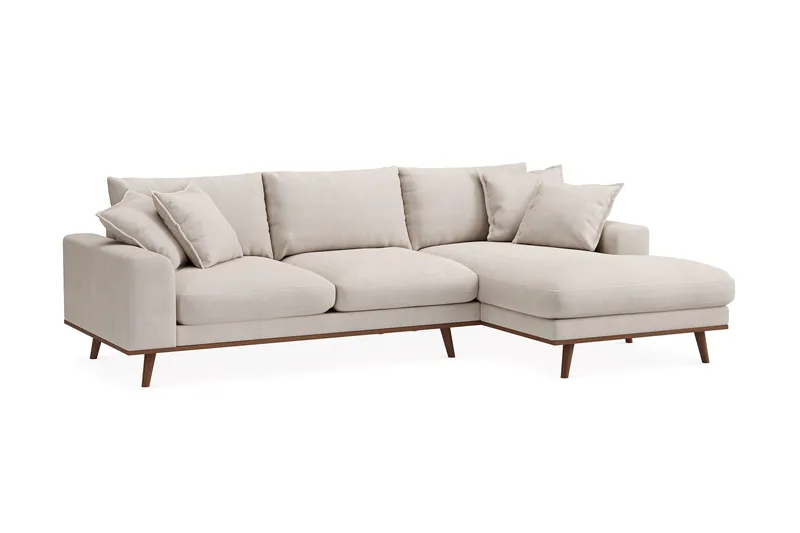 Copenhagen Premium 4-sits Högervänd L-formad Djup Divansoffa i Tyg - Beige - Products - Möbler - Soffa - Divansoffa & schäslongsoffa - 3 sits soffa med divan