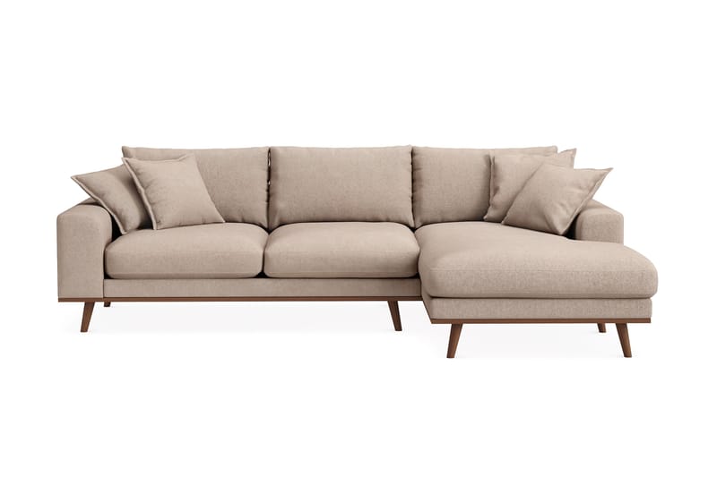 Copenhagen Premium 4-sits Högervänd L-formad Djup Divansoffa i Tyg - Ljusbrun - Products - Möbler - Soffa - Divansoffa & schäslongsoffa - 3 sits soffa med divan