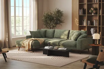Copenhagen Premium 4-sits Vänstervänd L-formad Djup Divansoffa i Chenille - Grön - Products - Möbler - Soffa - Divansoffa & schäslongsoffa - 4 sits soffa med divan
