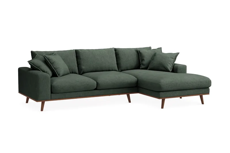 Copenhagen Premium 4-sits Högervänd L-formad Djup Divansoffa i Tyg - Grön - Products - Möbler - Soffa - Divansoffa & schäslongsoffa - 3 sits soffa med divan