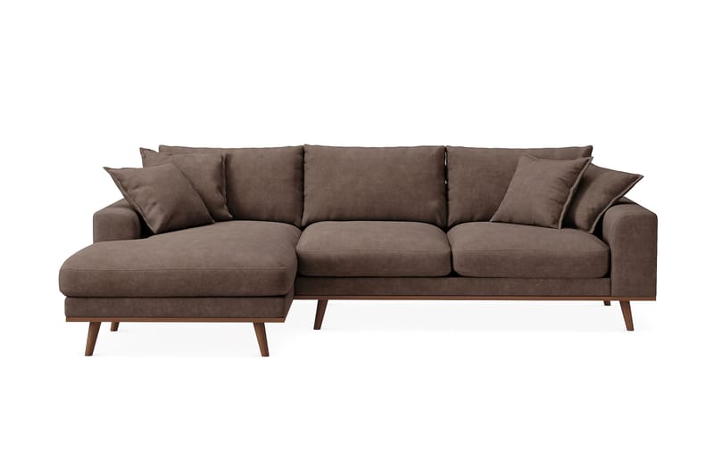 Copenhagen Premium 4-sits Vänstervänd L-formad Djup Divansoffa i Tyg - Mörkbrun - Products - Möbler - Soffa - Divansoffa & schäslongsoffa - 3 sits soffa med divan
