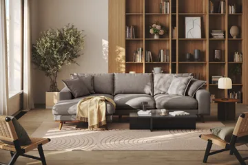 Copenhagen Premium 4-sits Vänstervänd L-formad Djup Divansoffa i Tyg - Brun - Products - Möbler - Soffa - Divansoffa & schäslongsoffa - 3 sits soffa med divan