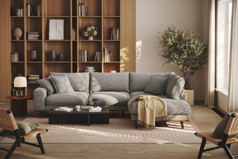 Copenhagen Premium 4-sits Högervänd L-formad Djup Schäslongsoffa i Chenille - Grå - Products - Möbler - Soffa - Divansoffa & schäslongsoffa - 4 sits soffa med divan