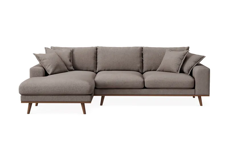 Copenhagen Premium 4-sits Vänstervänd L-formad Djup Divansoffa i Tyg - Brun - Products - Möbler - Soffa - Divansoffa & schäslongsoffa - 3 sits soffa med divan