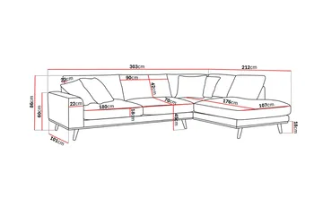 Copenhagen Premium 4-sits Högervänd L-formad Djup Schäslongsoffa i Tyg - Ljusbrun - Products - Möbler - Soffa - Divansoffa & schäslongsoffa - 4 sits soffa med divan