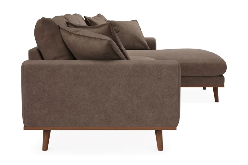 Copenhagen Premium 4-sits Högervänd L-formad Djup Divansoffa i Tyg - Mörkbrun - Products - Möbler - Soffa - Divansoffa & schäslongsoffa - 3 sits soffa med divan