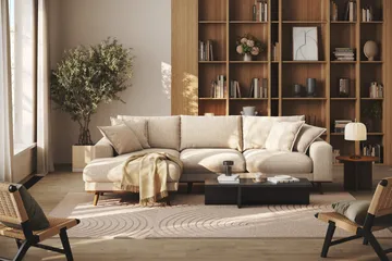 Copenhagen Premium 4-sits Vänstervänd L-formad Djup Divansoffa i Chenille - Beige - Products - Möbler - Soffa - Divansoffa & schäslongsoffa - 4 sits soffa med divan