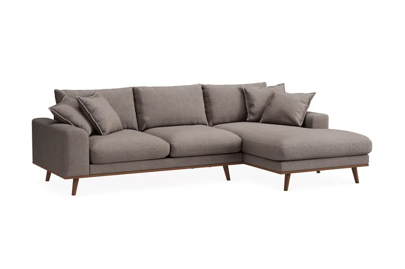 Copenhagen Premium 4-sits Högervänd L-formad Djup Divansoffa i Tyg - Brun - Products - Möbler - Soffa - Divansoffa & schäslongsoffa - 3 sits soffa med divan
